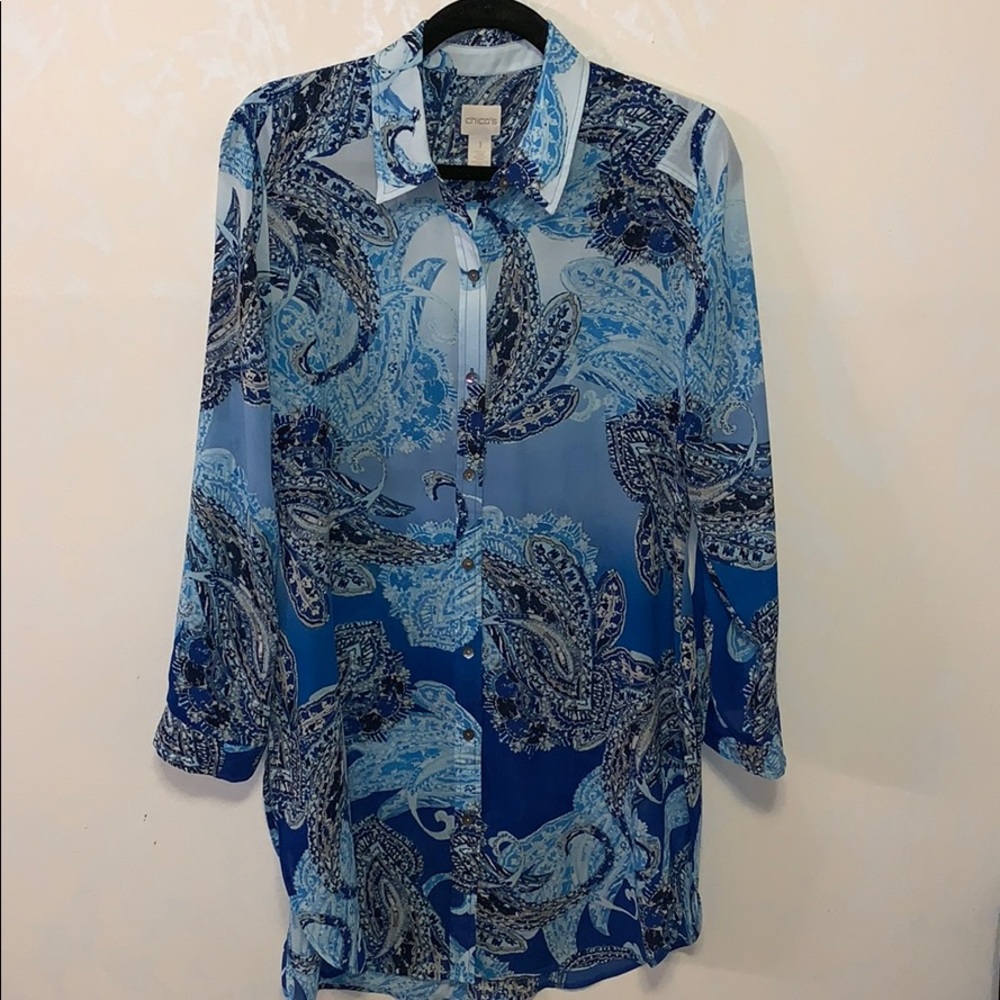 Chico’s Long Button Down Tunic